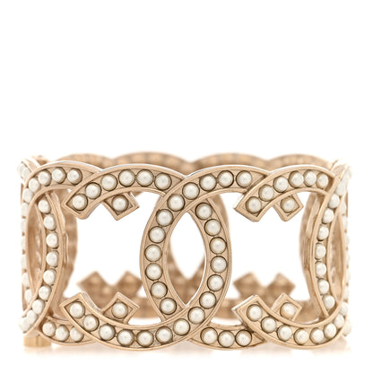 Chanel Metal Pearl CC Cuff Bracelet Gold 1 of 5
