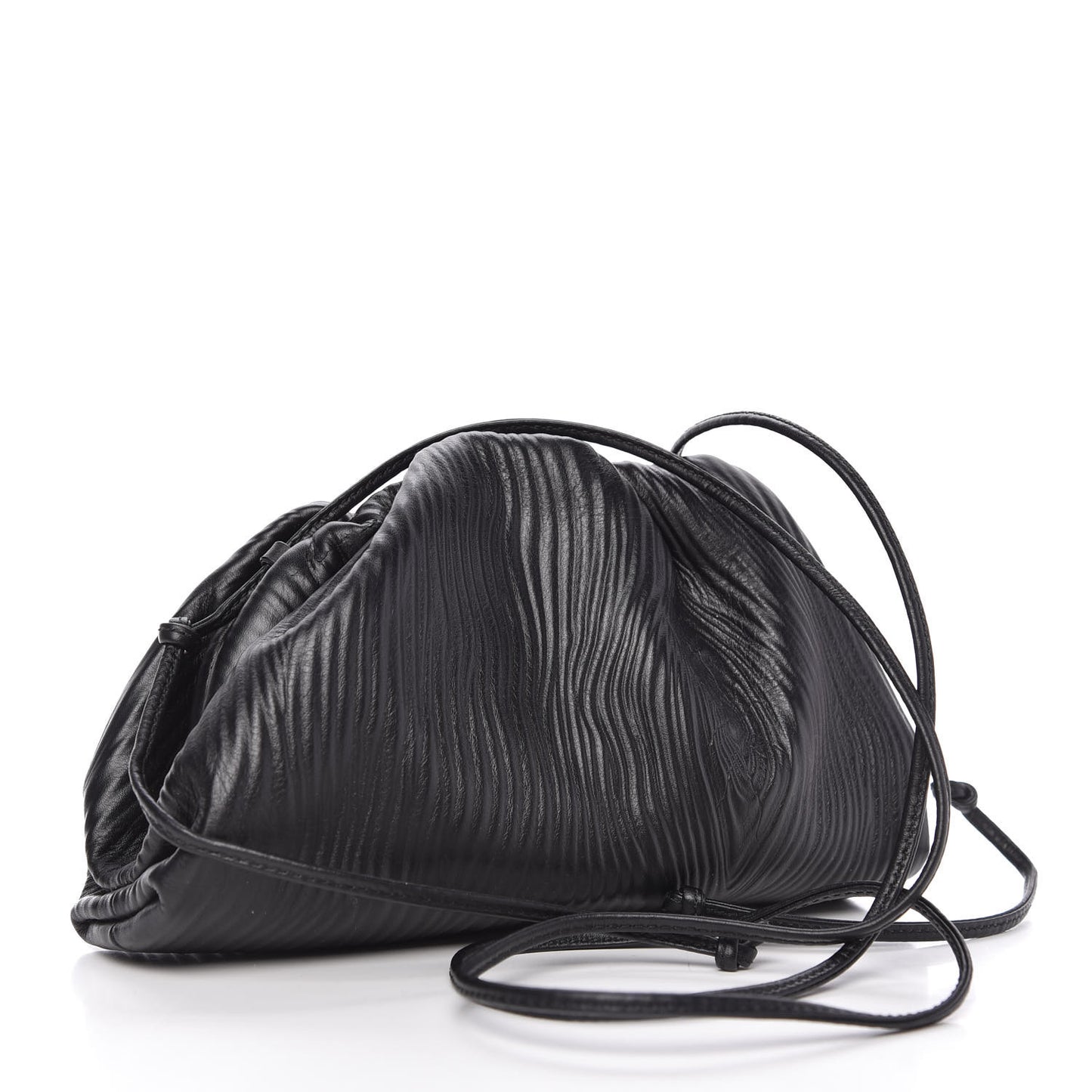 Bark Calfskin Embossed The Mini Pouch Clutch Black