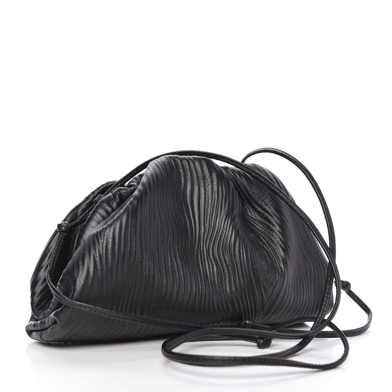 Bottega Veneta Bark Calfskin Embossed The Mini Pouch Clutch Black 3 of 9