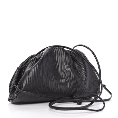 Bottega Veneta Bark Calfskin Embossed The Mini Pouch Clutch Black 3 of 9