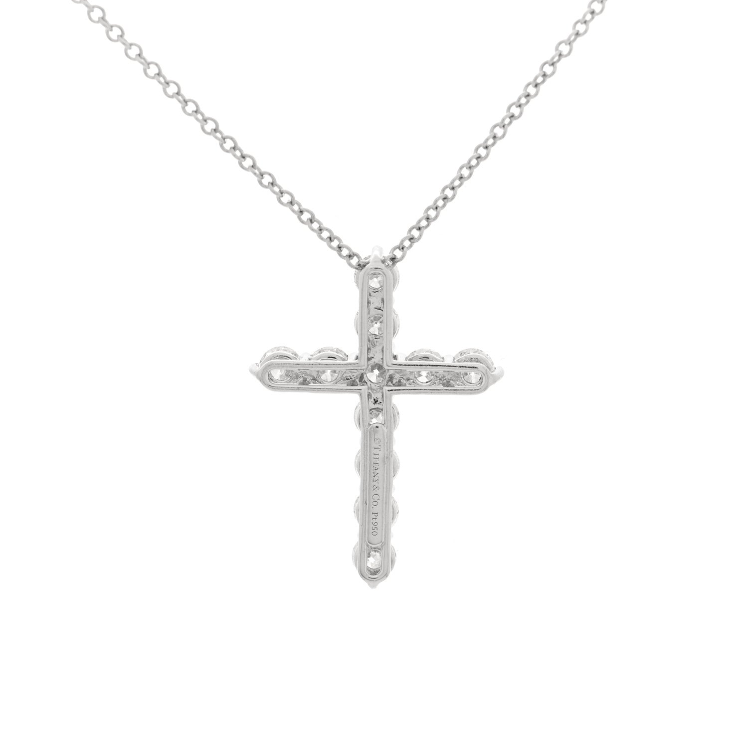 Tiffany Platinum Diamond Medium Cross Pendant Necklace 4 of 6
