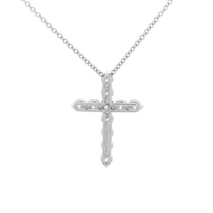 Tiffany Platinum Diamond Medium Cross Pendant Necklace 4 of 6