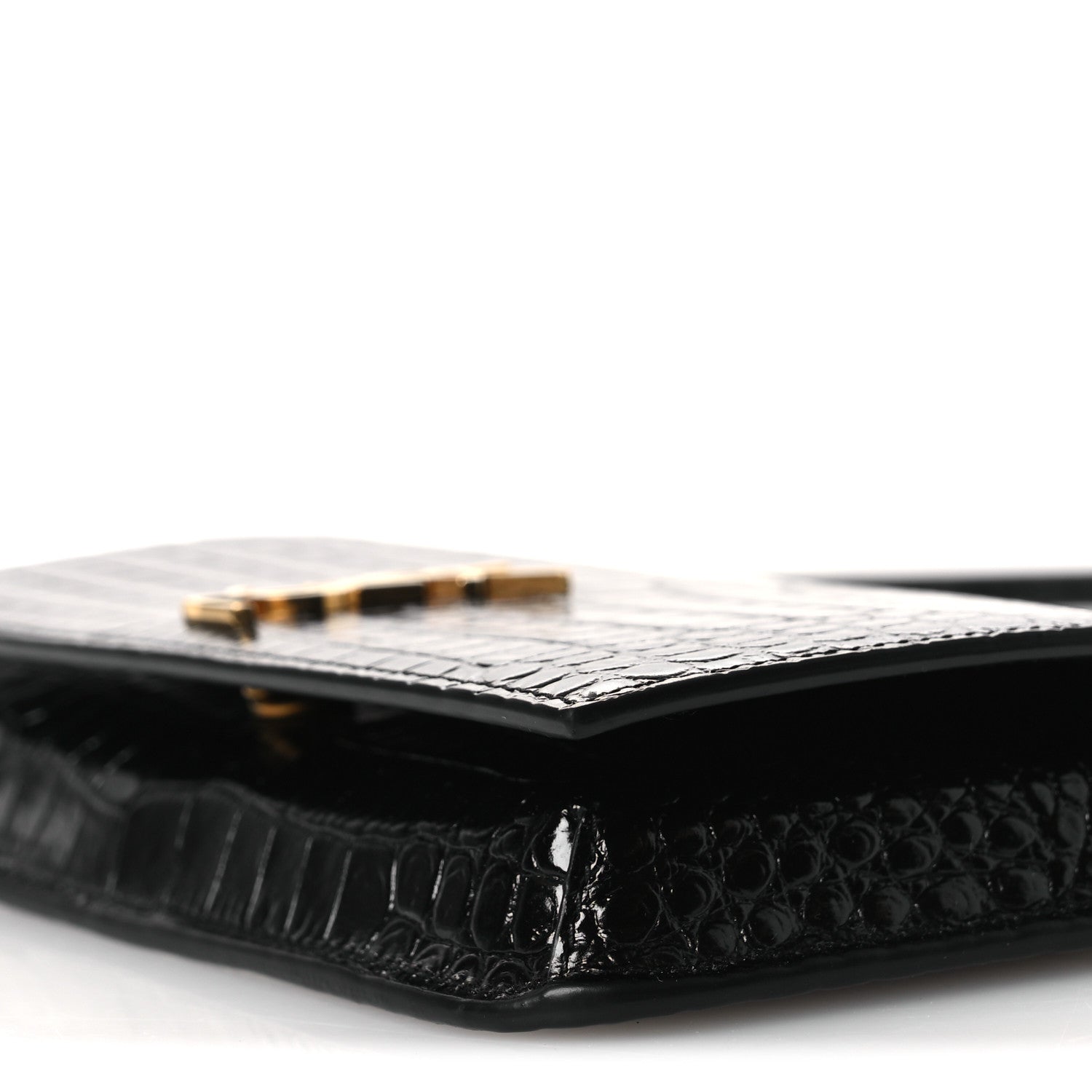 Saint Laurent Crocodile Embossed Monogram Phone Holder Crossbody Black 10 of 10