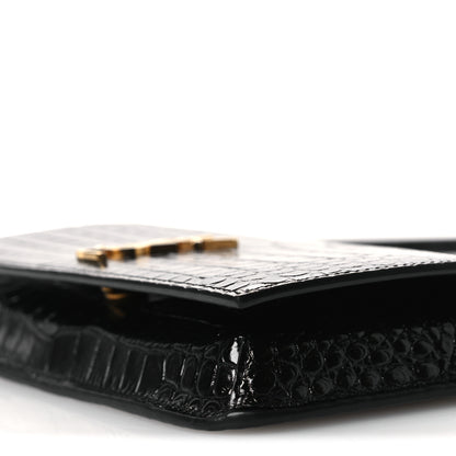 Saint Laurent Crocodile Embossed Monogram Phone Holder Crossbody Black 10 of 10
