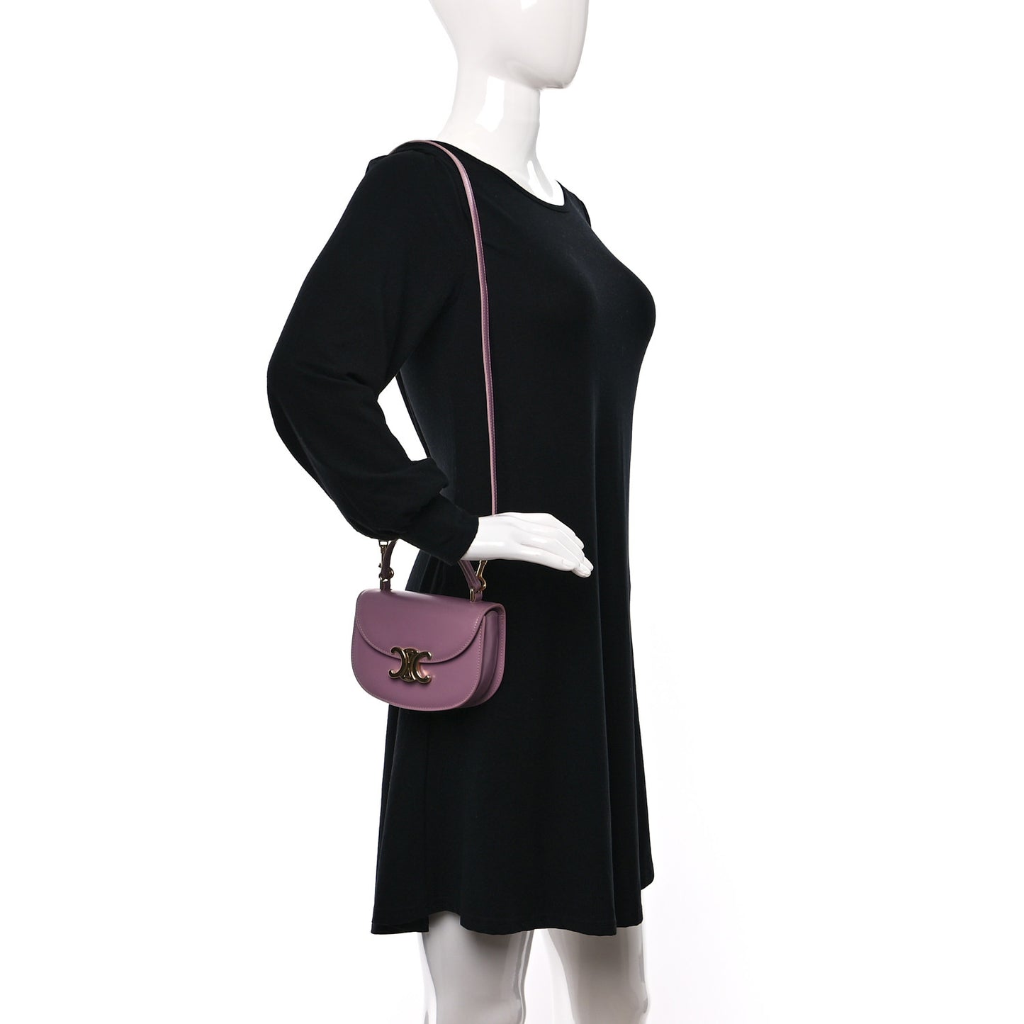 Shiny Calfskin Triomphe Mini Besace Clea Petal