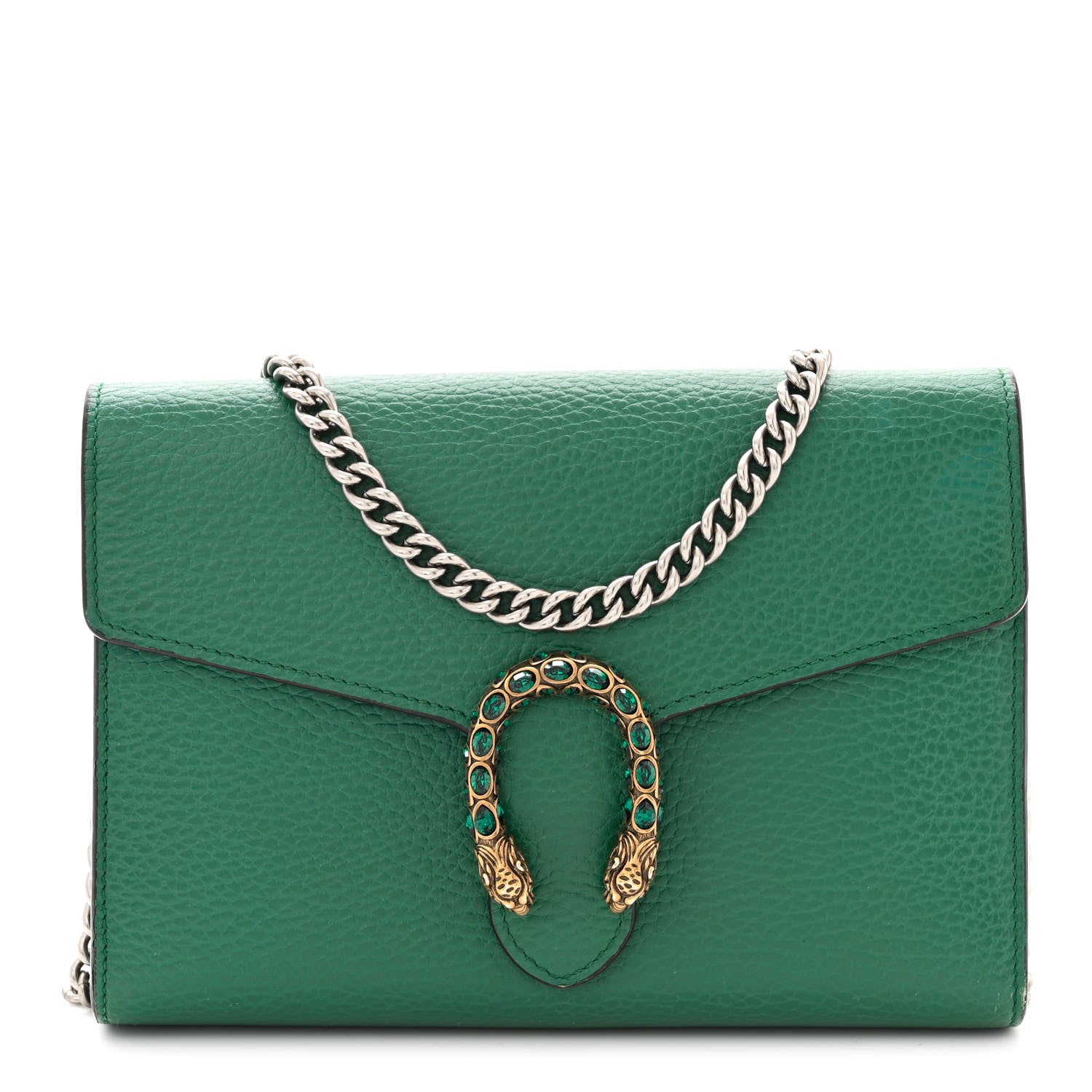 Gucci Calfskin Mini Dionysus Chain Wallet Emerald 1 of 12