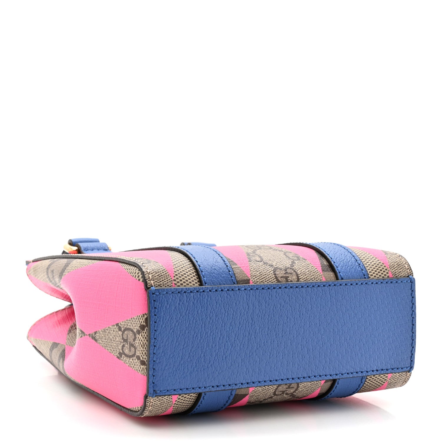Gucci GG Supreme Monogram Textured Dollar Calfskin Rhombus Mini Tote Bag Beige Ebony Pink Blue 4 of 10
