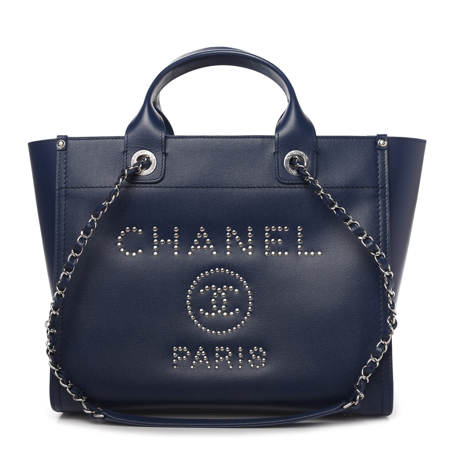 Chanel Caviar Small Studded Deauville Tote Navy 1 of 11