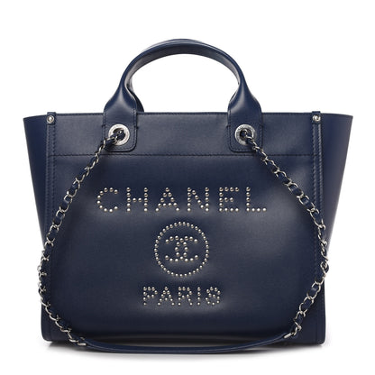 Chanel Caviar Small Studded Deauville Tote Navy 1 of 11