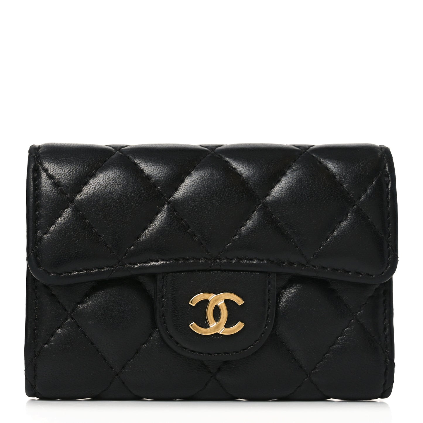 Lambskin Quilted 4 Key Holder Black