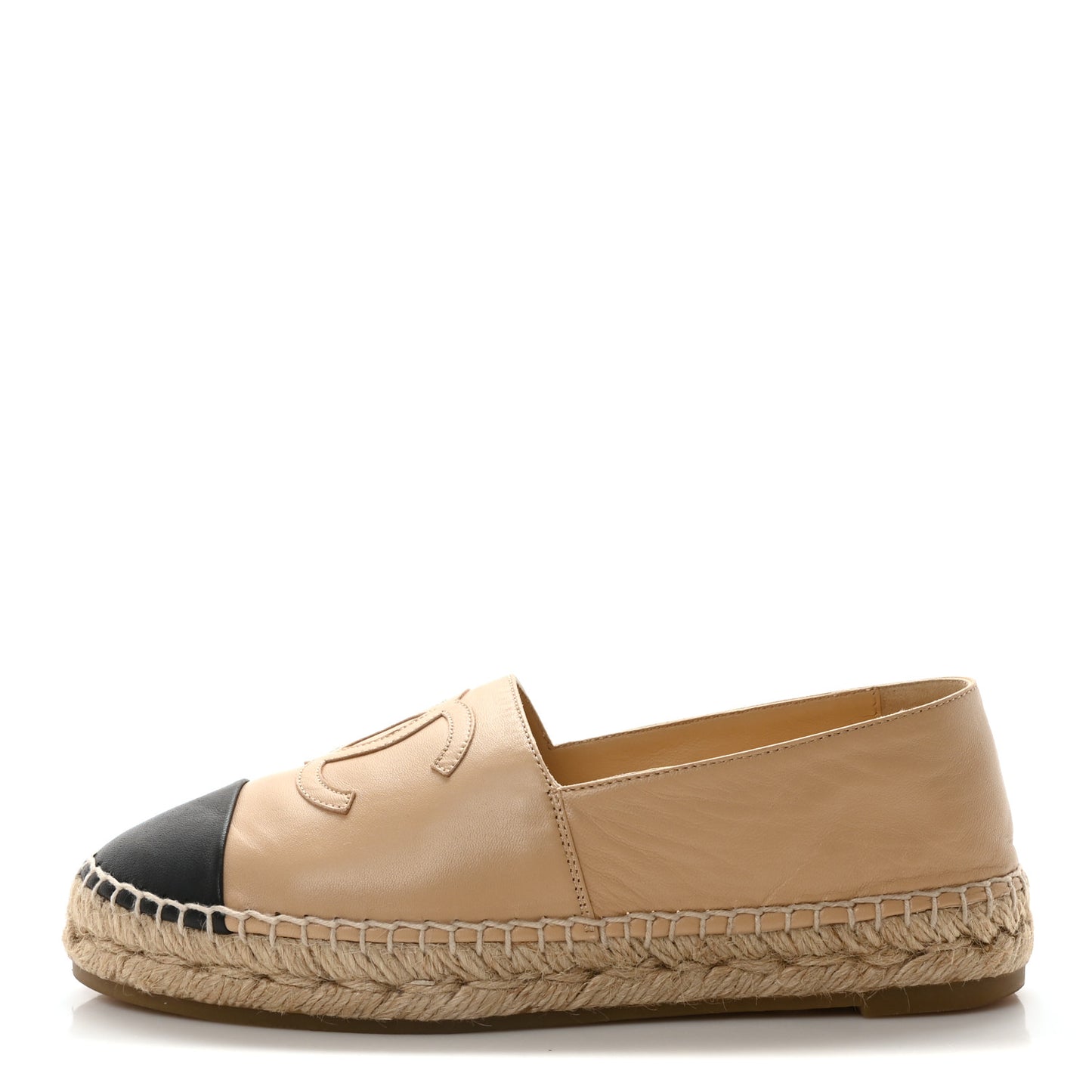 Lambskin CC Espadrilles 37 Beige Black