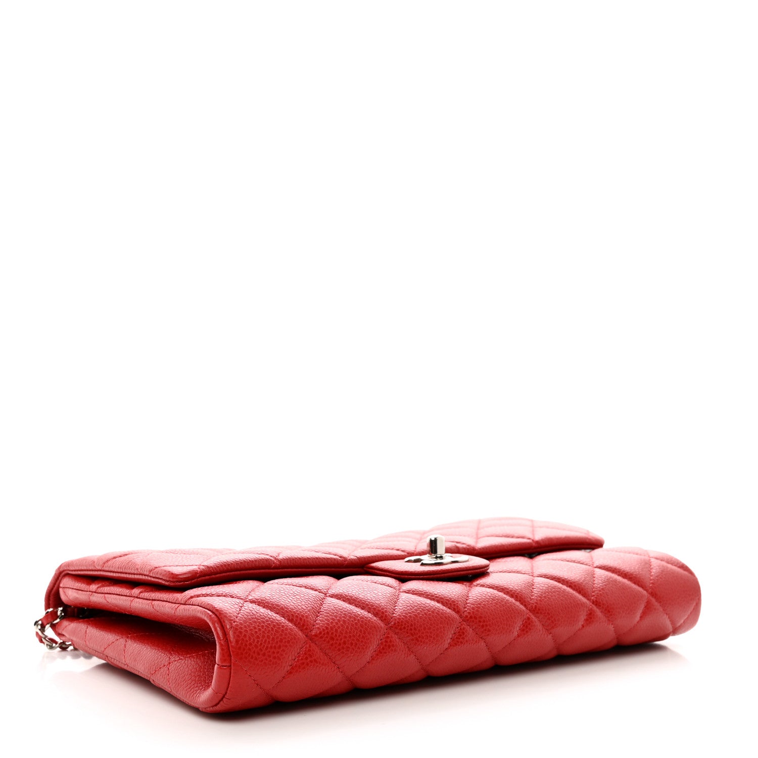 Chanel Caviar Quilted Clutch With Chain Flap Red 4 of 10