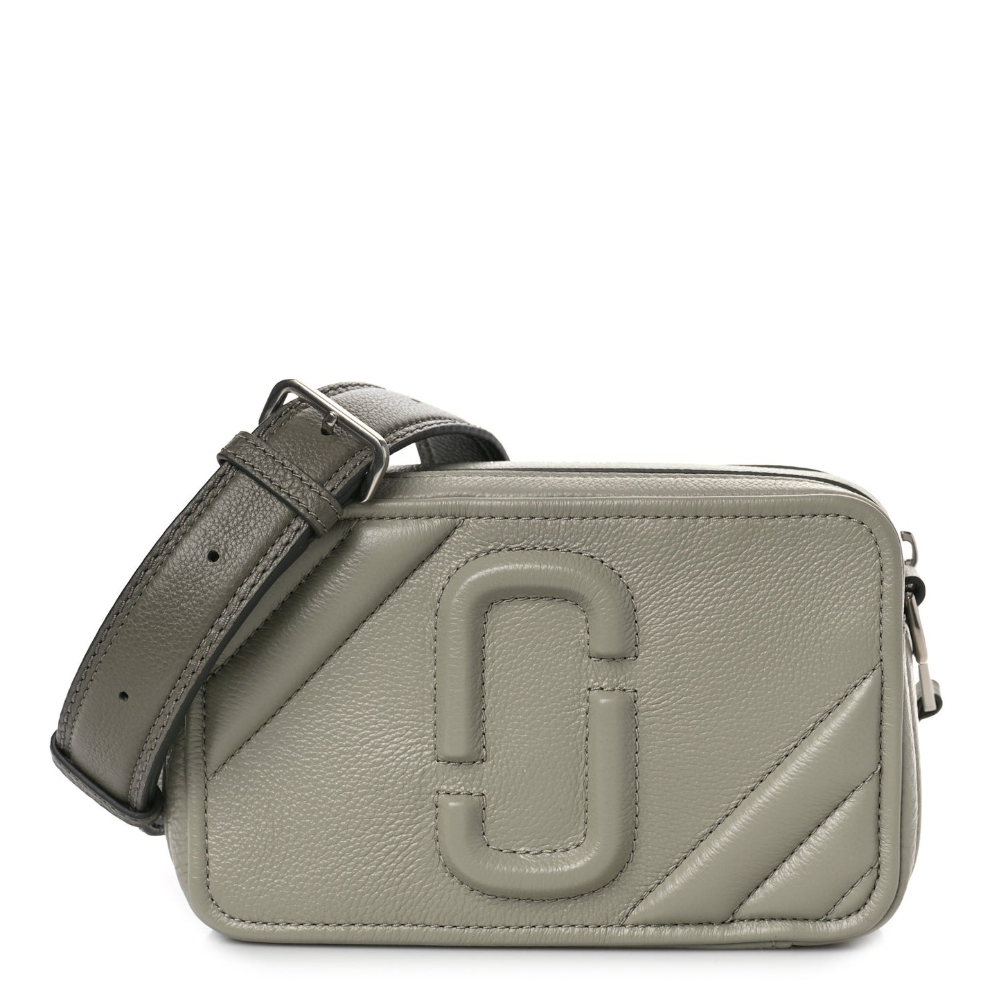 Grained Calfskin Quilted The Moto Shot 21 Bag Silver Sage