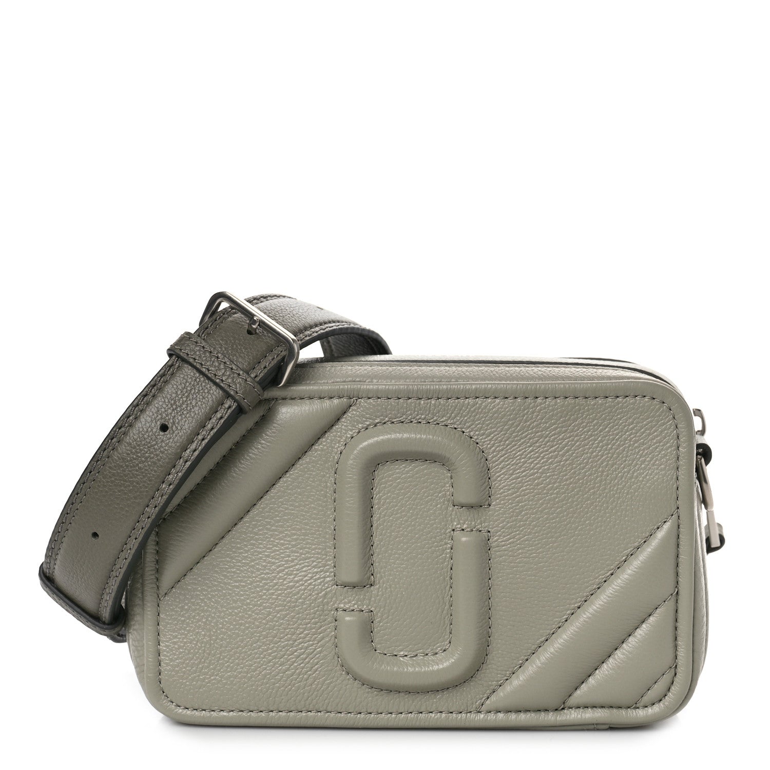 Marc Jacobs Grained Calfskin Quilted The Moto Shot 21 Bag Silver Sage 1 of 9