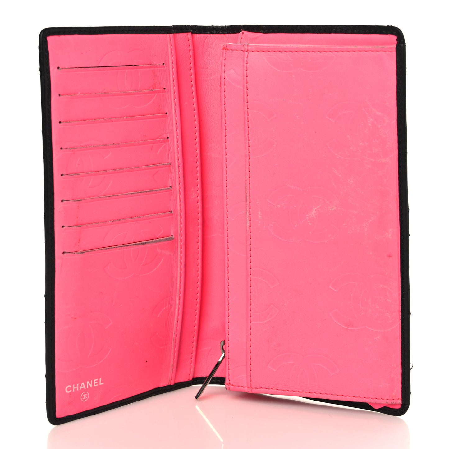 Calfskin Quilted Cambon Yen Wallet Black