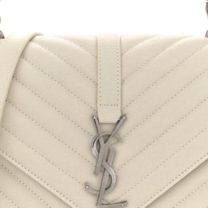 Saint Laurent Sheepskin Matelasse Chevron Monogram Medium College Bag Crema Soft 8 of 13