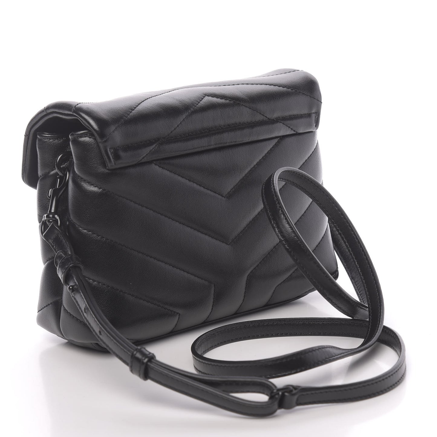 Calfskin Y Quilted Monogram Toy Loulou Crossbody Bag Black