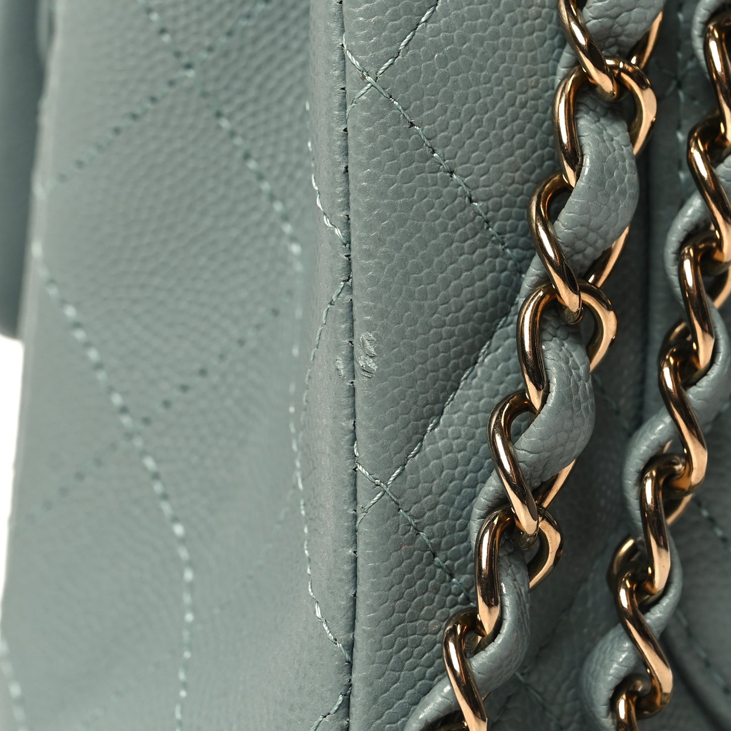 Caviar Quilted Small Double Flap Light Blue