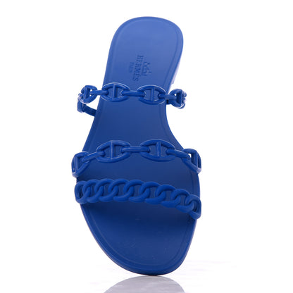Hermes Rubber Chaine d'Ancre Rivage Sandals 38 Bleu Smalt 9 of 10
