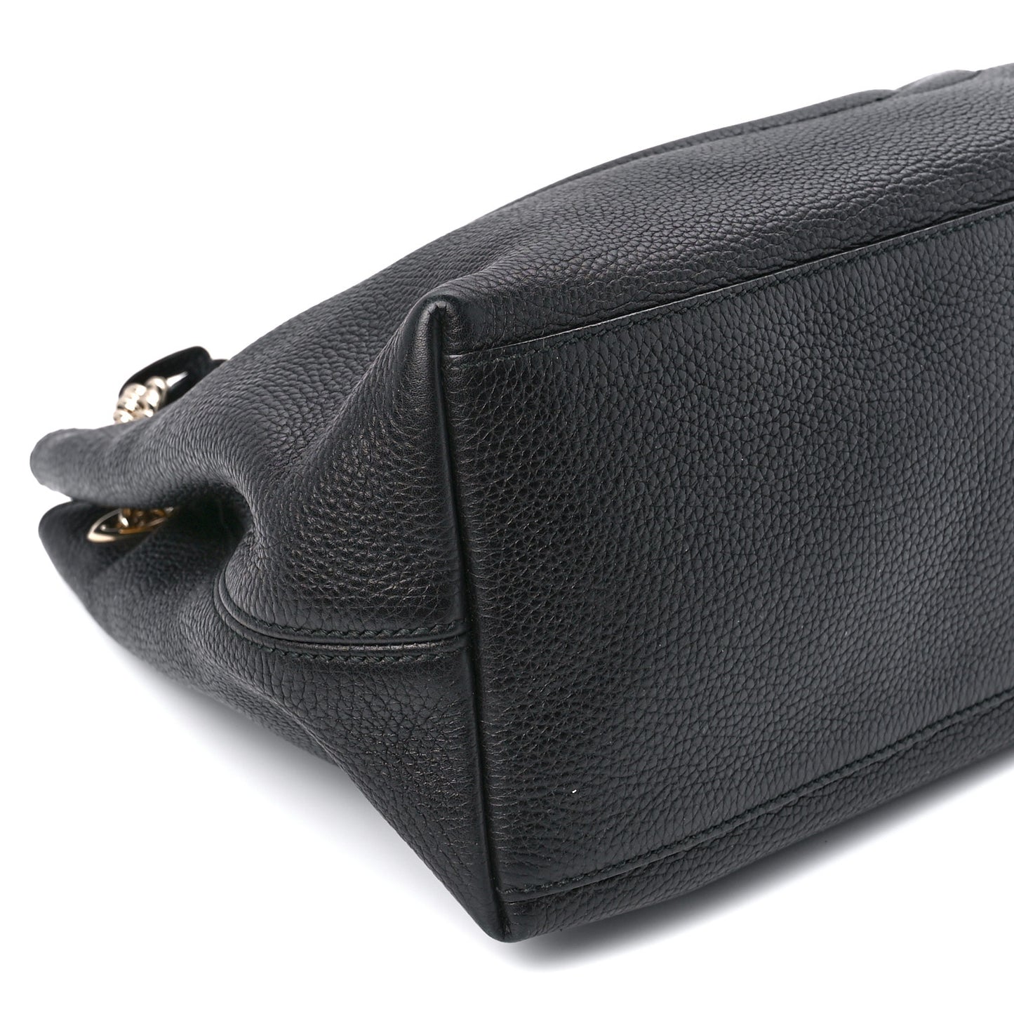 Pebbled Calfskin Medium Soho Chain Shoulder Bag Black