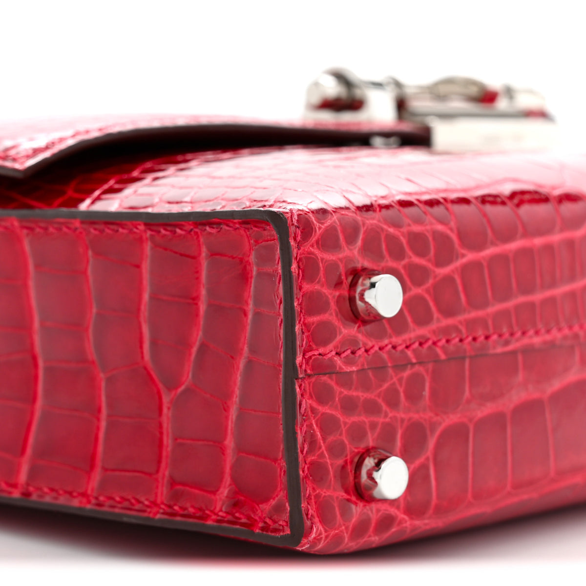 Hermes Shiny Alligator Mini Verrou Chaine Bag Braise 9 of 10