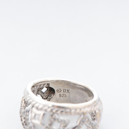 David Yurman Sterling Silver Pave Diamond 16mm Quatrefoil Ring 53 6.5 4 of 5