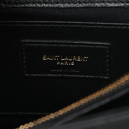 Saint Laurent Sheepskin Matelasse Chevron Monogram Medium College Bag Black 6 of 14