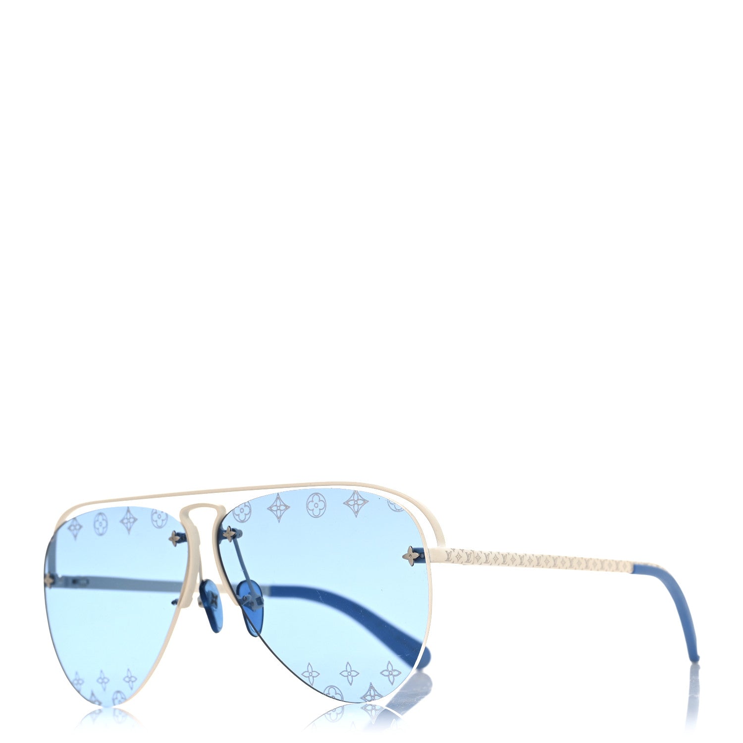 Louis Vuitton Monogram Grease Mask Sunglasses ZT329W Silver Blue 1 of 8