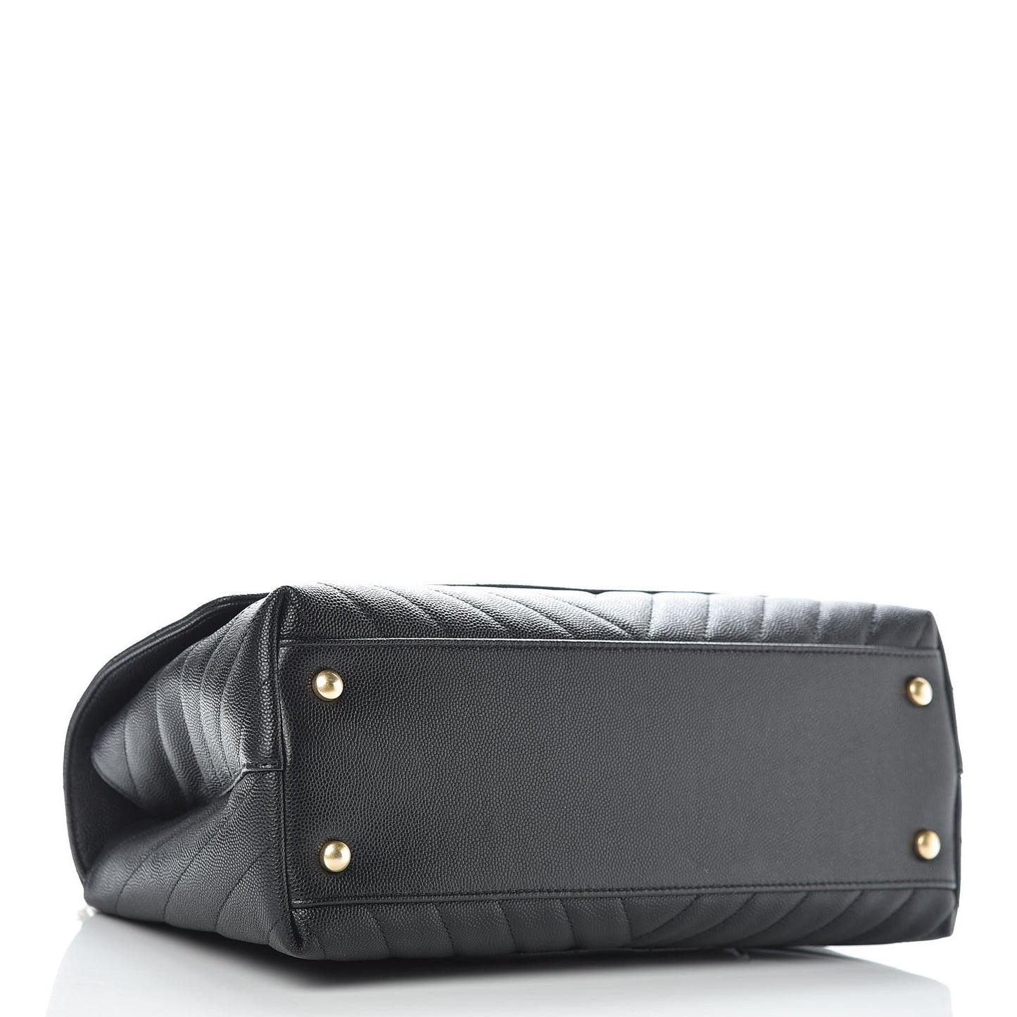 Caviar Chevron Quilted Small Coco Handle Flap Black