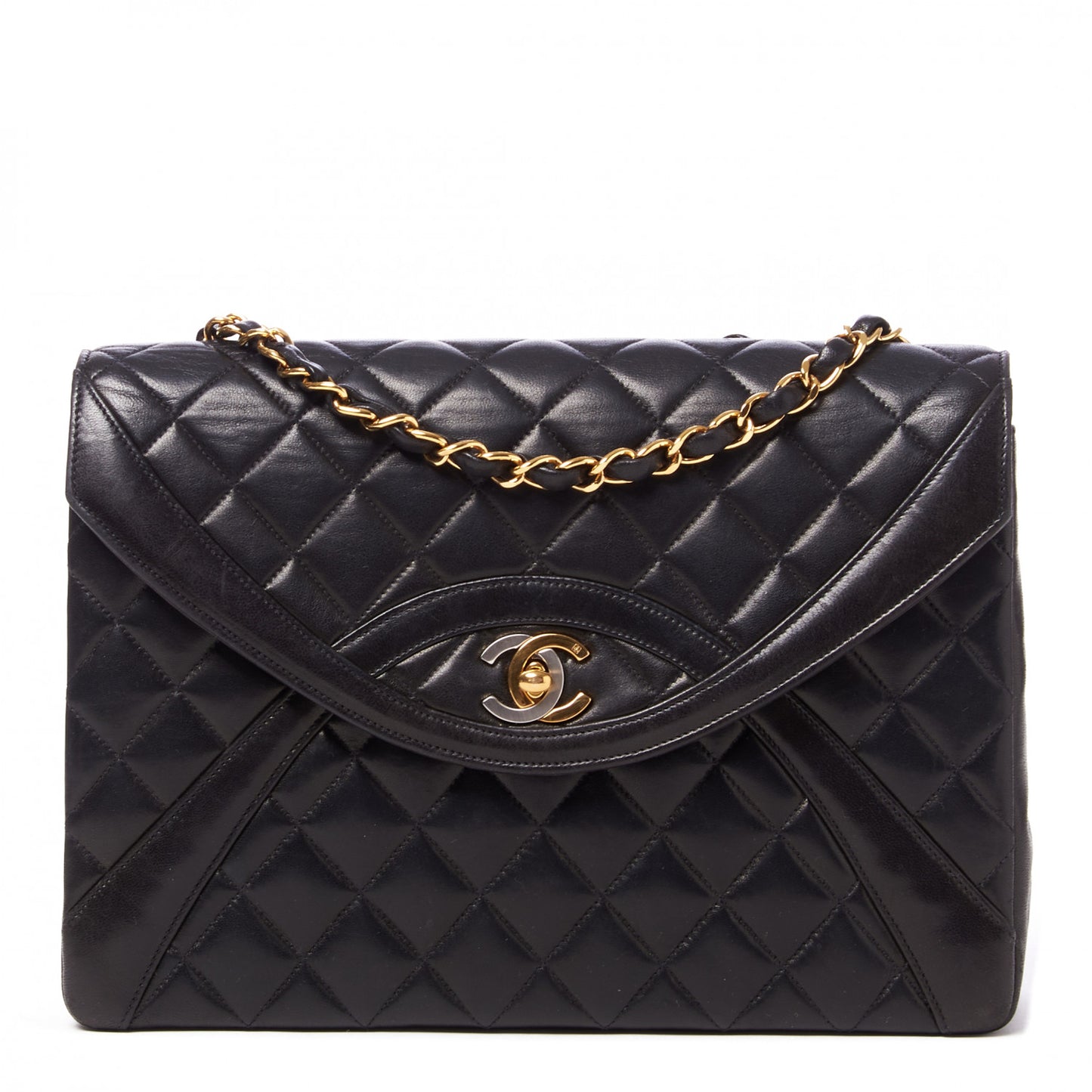 Lambskin Quilted Medium Single Flap Black