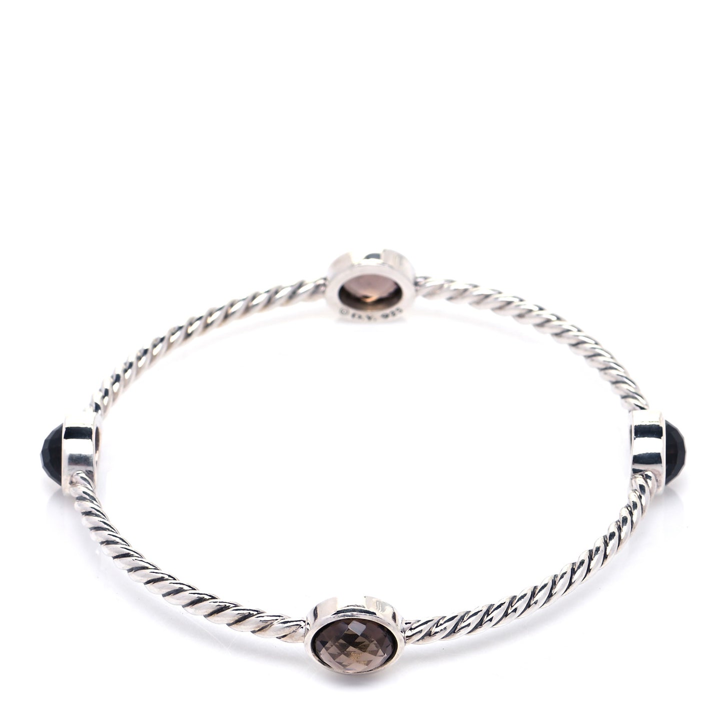 Sterling Silver Smoky Quartz Color Classics 4 Station Bangle Bracelet