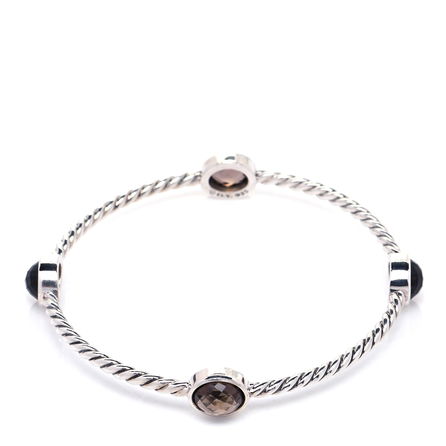 David Yurman Sterling Silver Smoky Quartz Color Classics 4 Station Bangle Bracelet 4 of 6