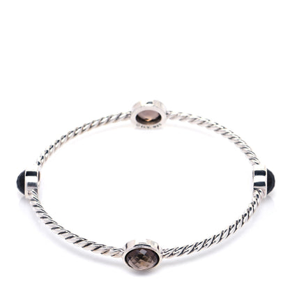 David Yurman Sterling Silver Smoky Quartz Color Classics 4 Station Bangle Bracelet 4 of 6