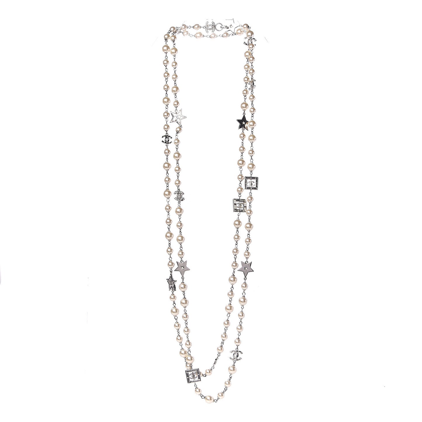 Pearl CC Star Long Necklace Gold
