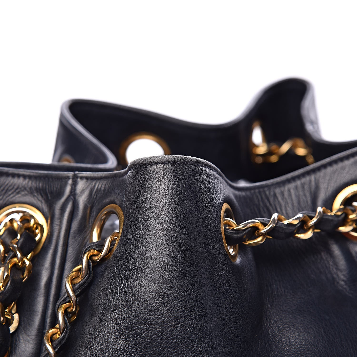 Chanel Lambskin CC Drawstring Bag Navy Blue 15 of 17