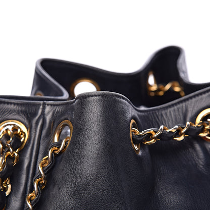 Chanel Lambskin CC Drawstring Bag Navy Blue 15 of 17