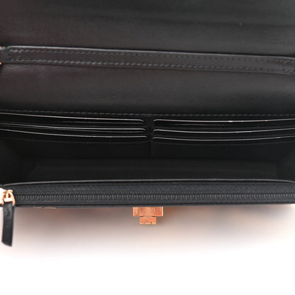 Chanel Calfskin Crocodile Embossed Graffiti 2.55 Cocodile Reissue Wallet On Chain WOC Black Gold 5 of 12