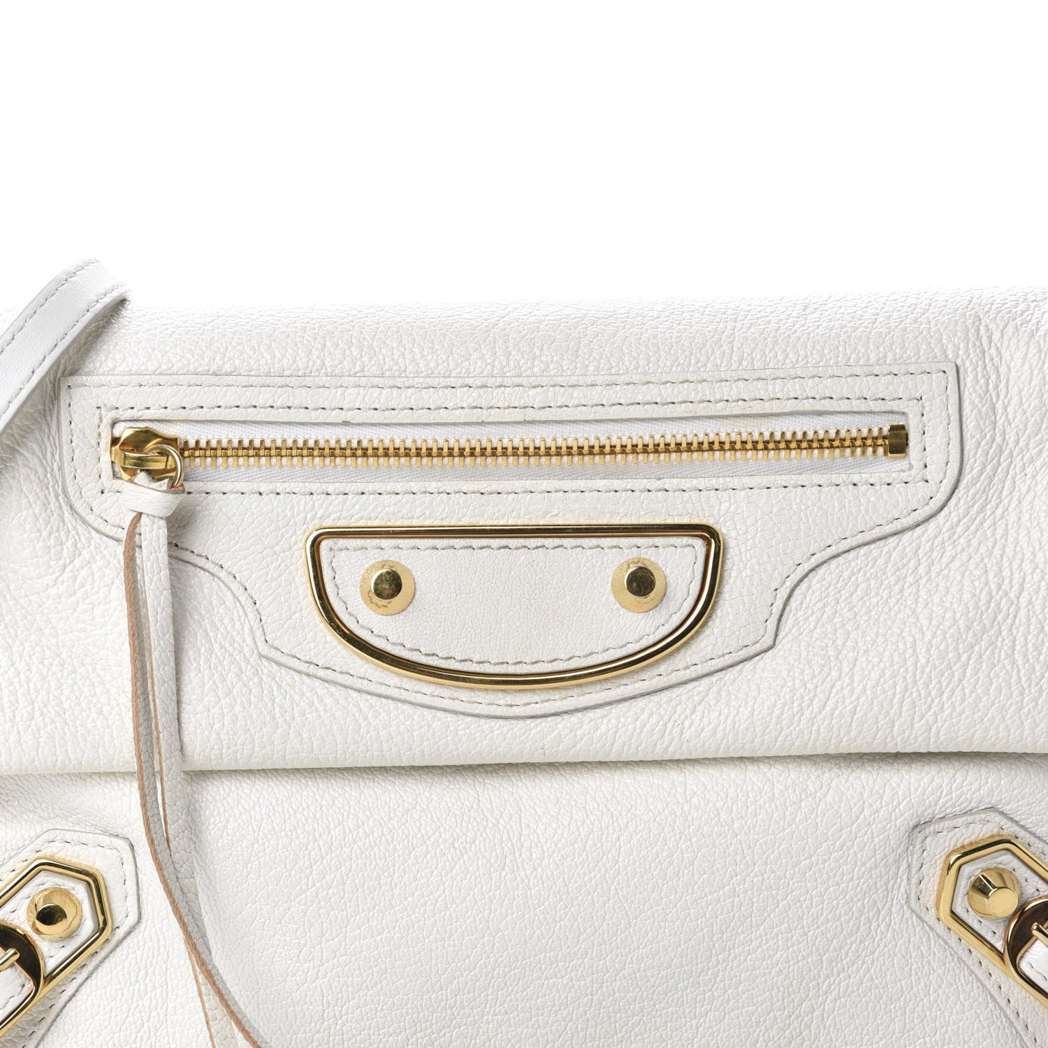 Balenciaga Chevre Gold Metallic Edge Hardware Envelope Clutch White 10 of 10