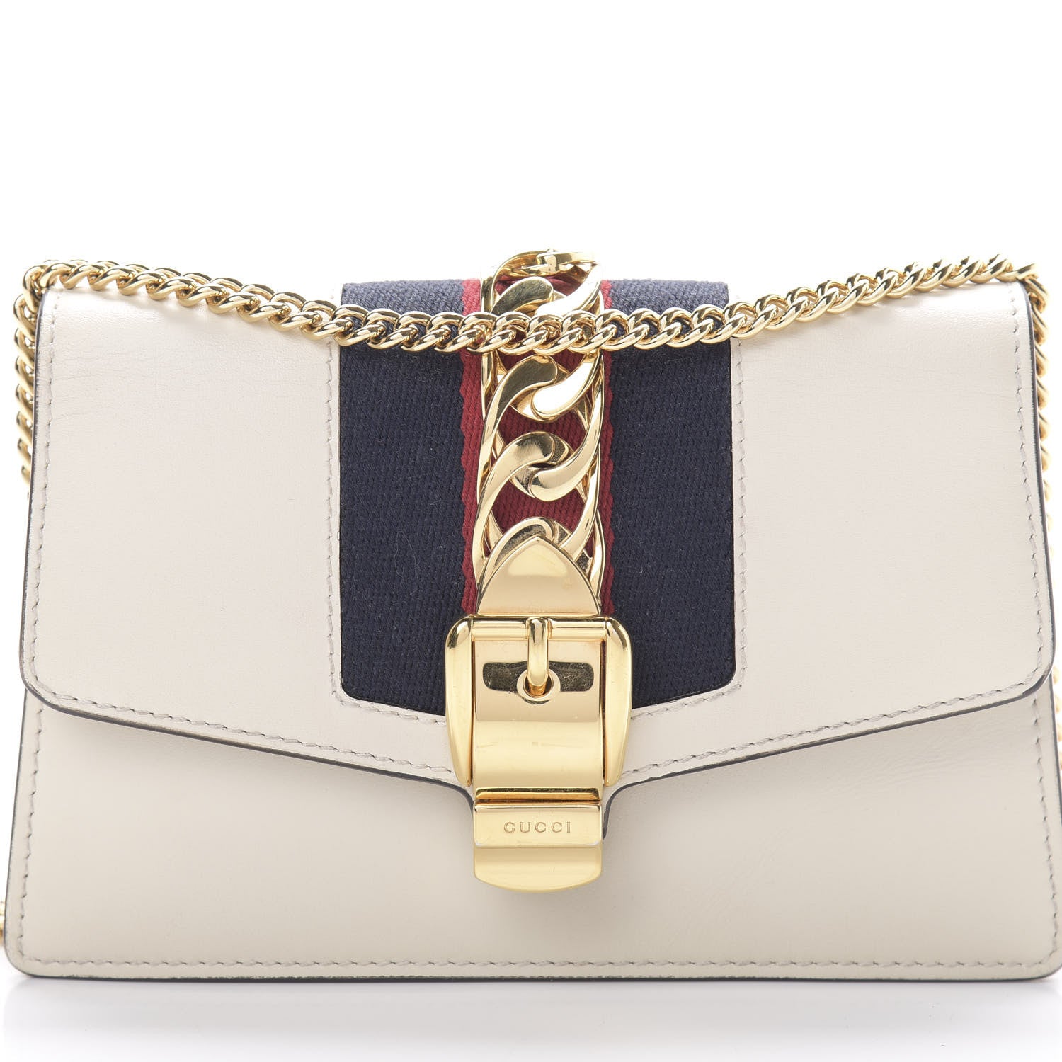 Gucci Calfskin Super Mini Sylvie Chain Shoulder Bag White 7 of 11