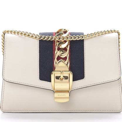 Gucci Calfskin Super Mini Sylvie Chain Shoulder Bag White 7 of 11