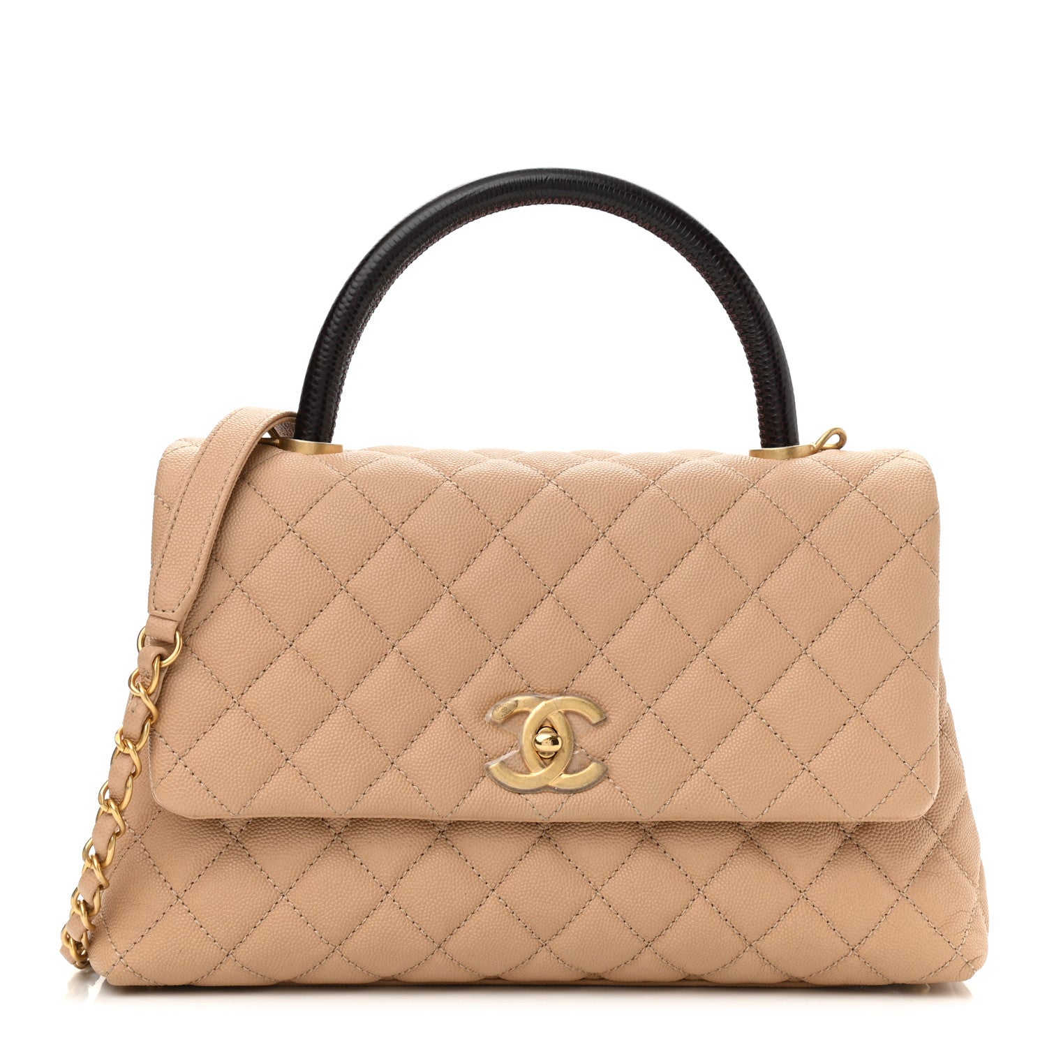 Chanel Caviar Lizard Embossed Quilted Small Coco Handle Flap Beige 1 of 10