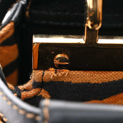 Fendi Vitello King Canvas Chinese New Year Tiger Embroidered Mini Peekaboo Black Dark Yellow 14 of 15