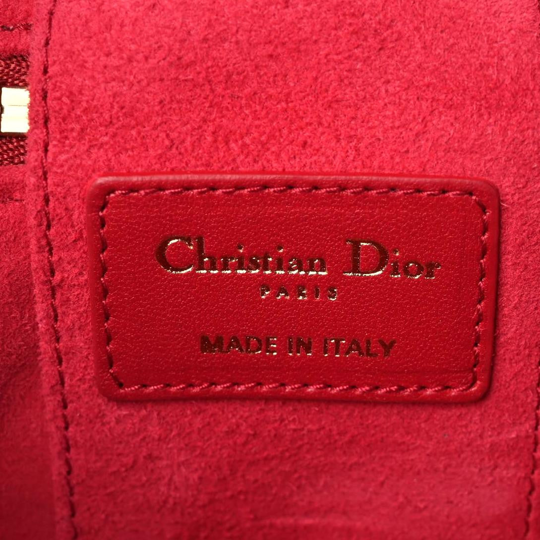 Christian Dior Lambskin Cannage Micro Vanity Case Poppy Red 6 of 8