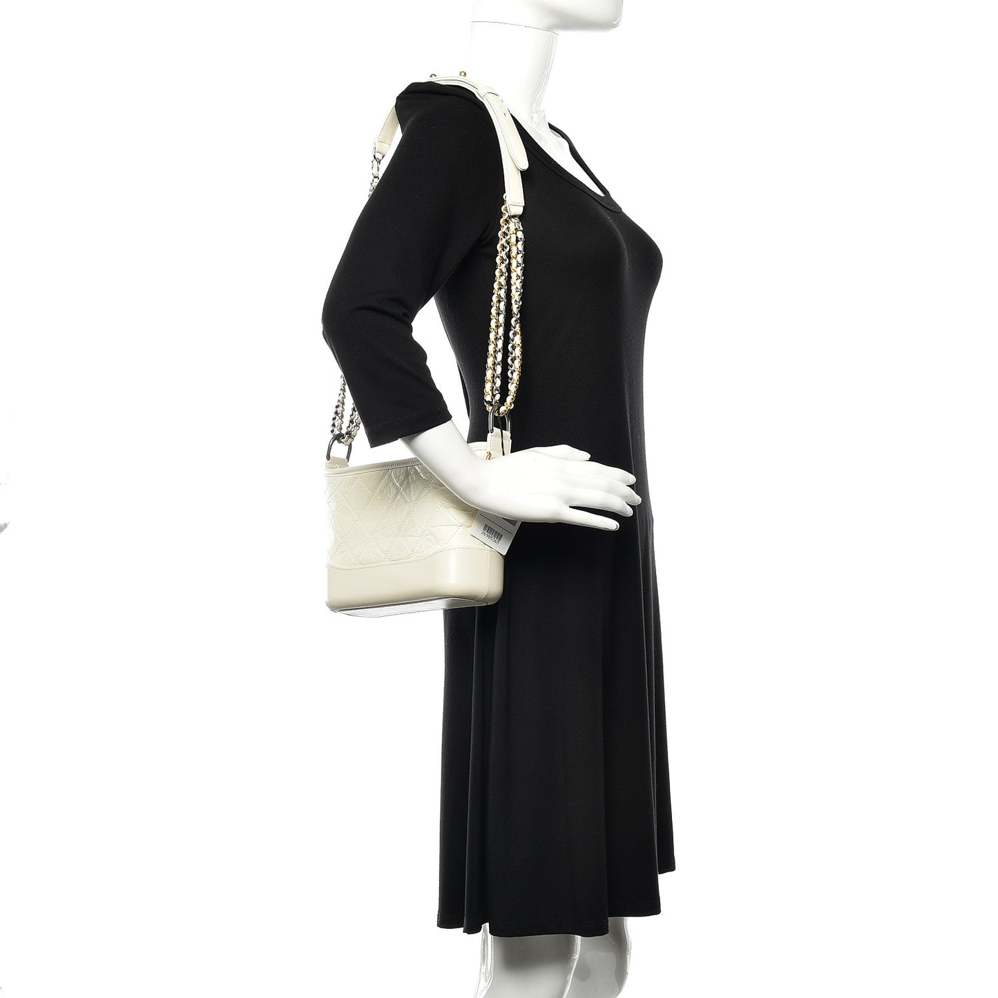 Aged Calfskin Quilted Small Gabrielle Hobo White