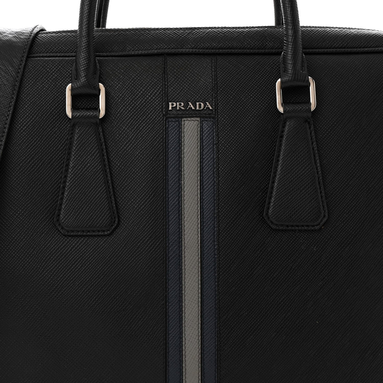 Prada Saffiano Travel Briefcase Black Multicolor 8 of 12