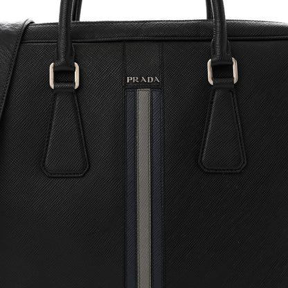 Prada Saffiano Travel Briefcase Black Multicolor 8 of 12