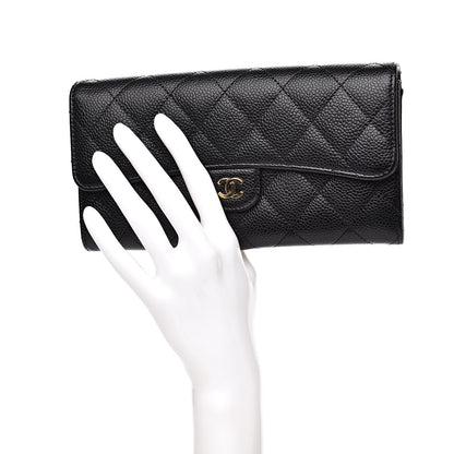 Chanel Caviar Quilted Large Gusset Flap Wallet Black 2 of 11