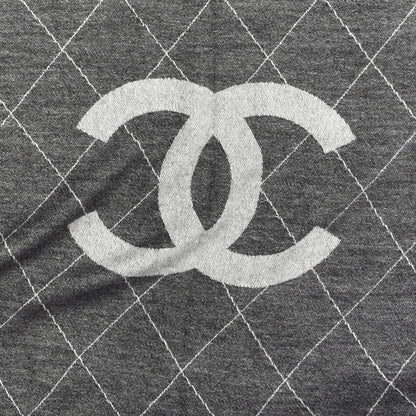 Chanel Cashmere Silk Quilted CC Logo Stole Black 2 of 4