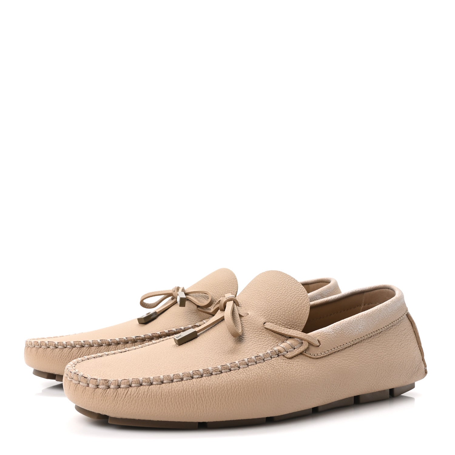 Louis Vuitton Calfskin LV Driver Moccasin Loafers 10 Beige 4 of 9