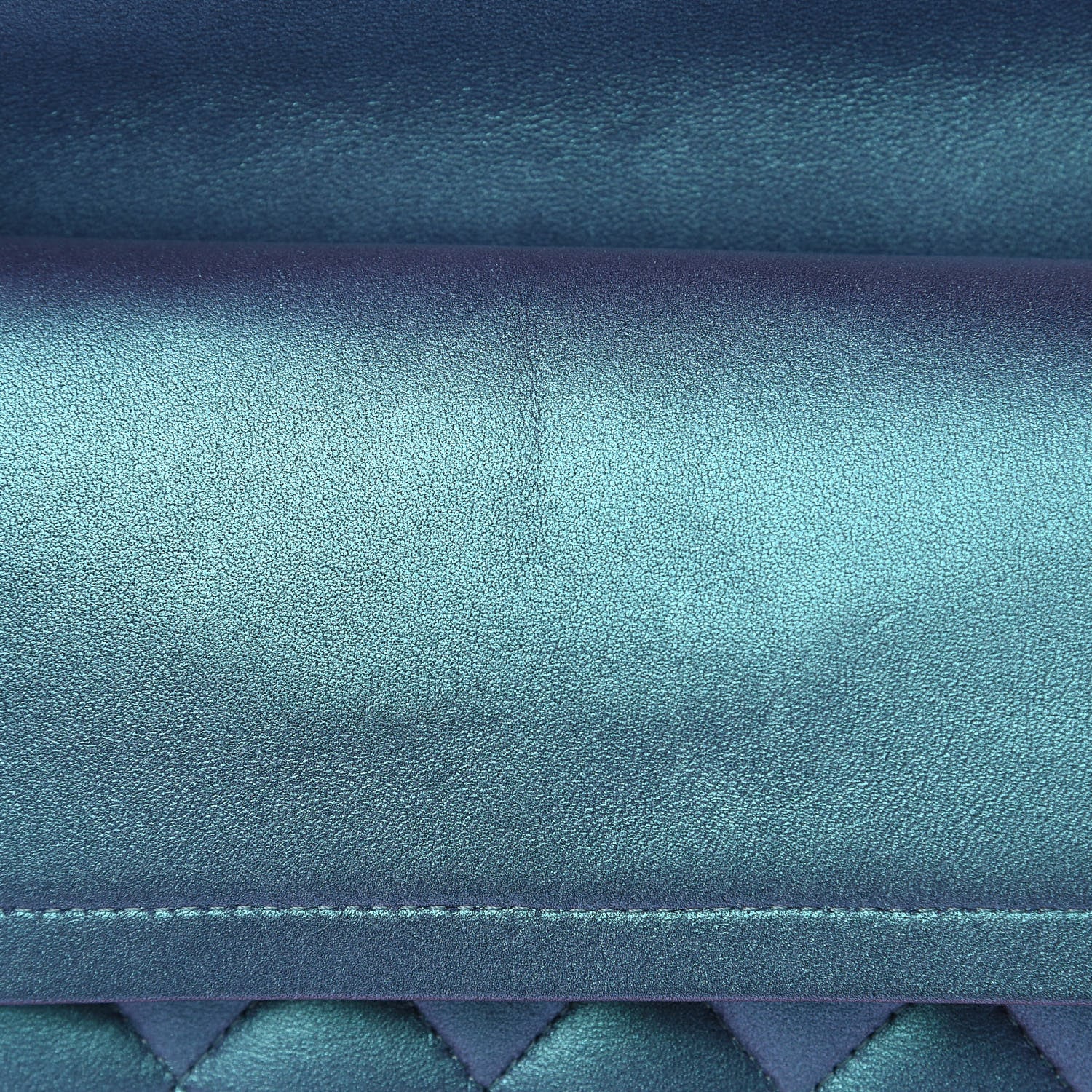 Chanel Metallic Lambskin Quilted Medium Double Flap Turquoise 11 of 14